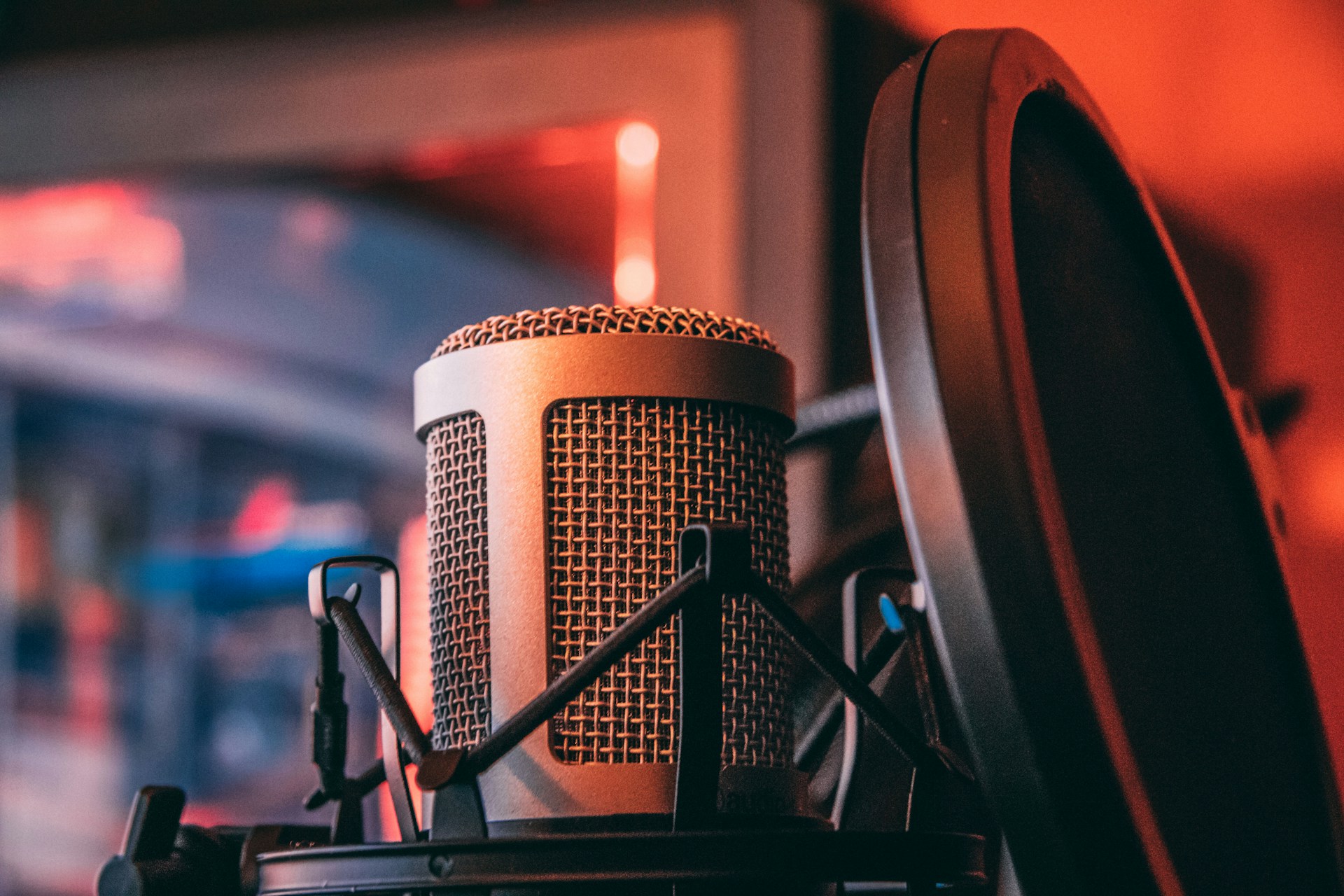 Close-up of professional studio microphone