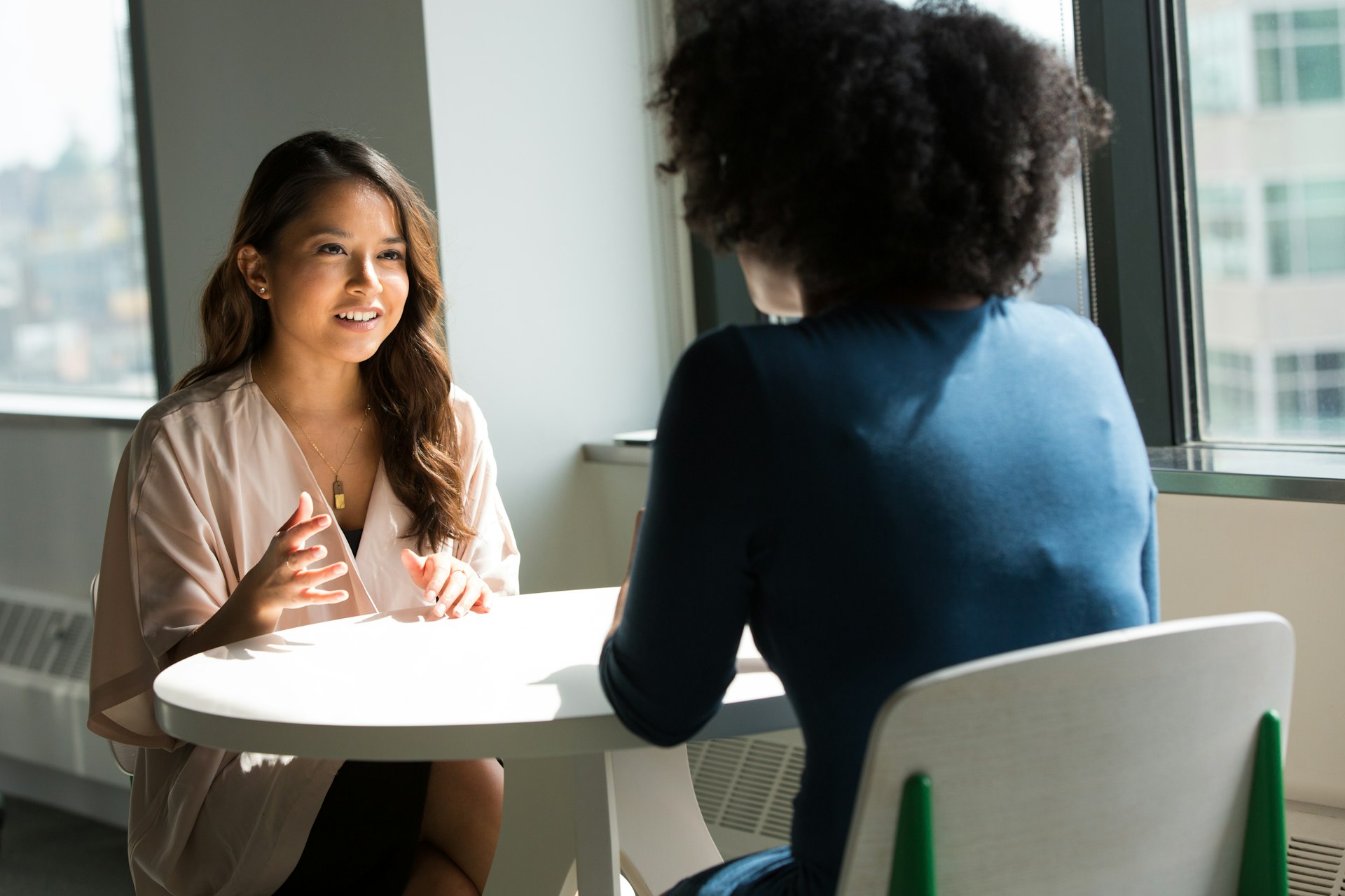 Professional woman conducting a job interview in an office setting